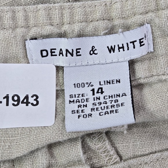 Deane & White‎ Women Shorts 14 Beige Linen Button Drawstring - Picture 3 of 7
